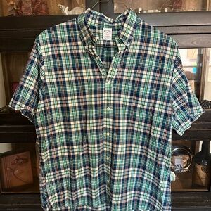 Brooks Brothers Blue Green Plaid Button Down Shirt